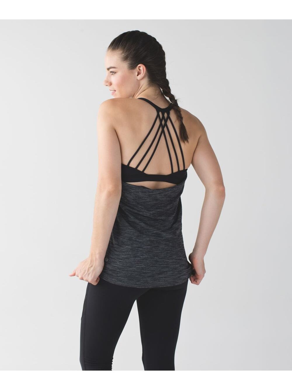 Lululemon Lighten Up Tank Heathered Black Size 8